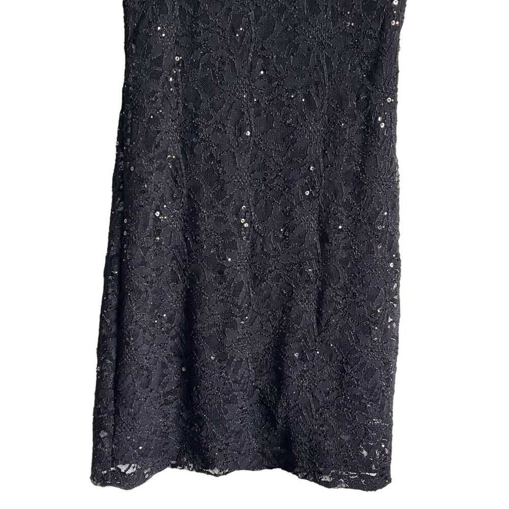 Neiman Marcus Womens Black Lace Sleeveless Dress 10 Sequins USA Fairy Whimsygoth - Picture 3 of 7
